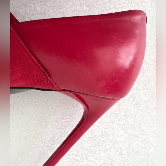 DIOR | Vintage Red Leather Pointed Cross Over Elastic Bandage Pumps EU 37.5 - Picture 4 of 16